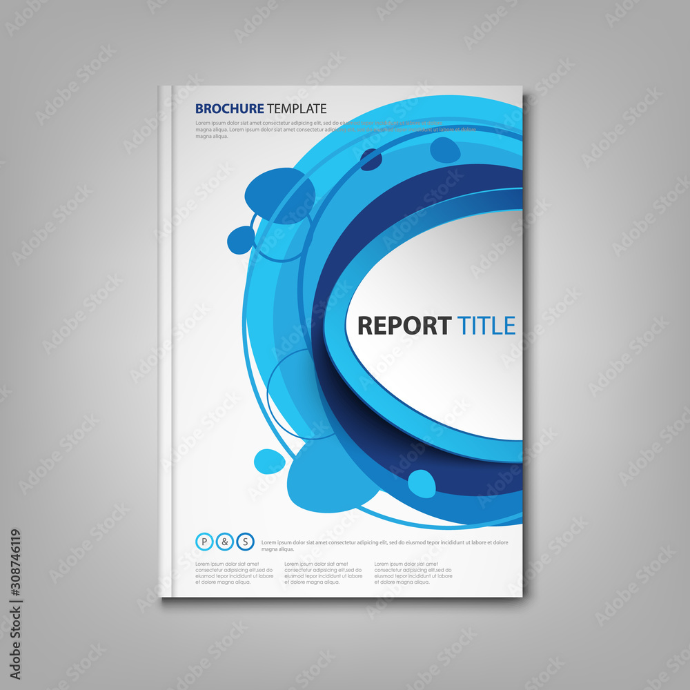 Fototapeta premium Brochures book or flyer with abstract sticker in blue design