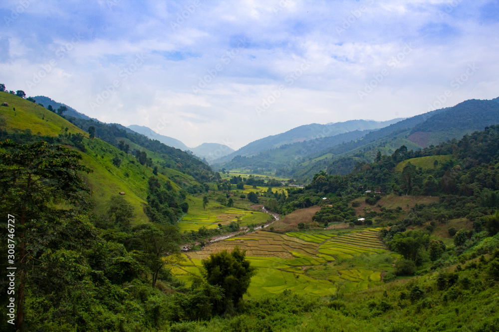 Beautiful lush green highlands of Northern Thailand South East Asia