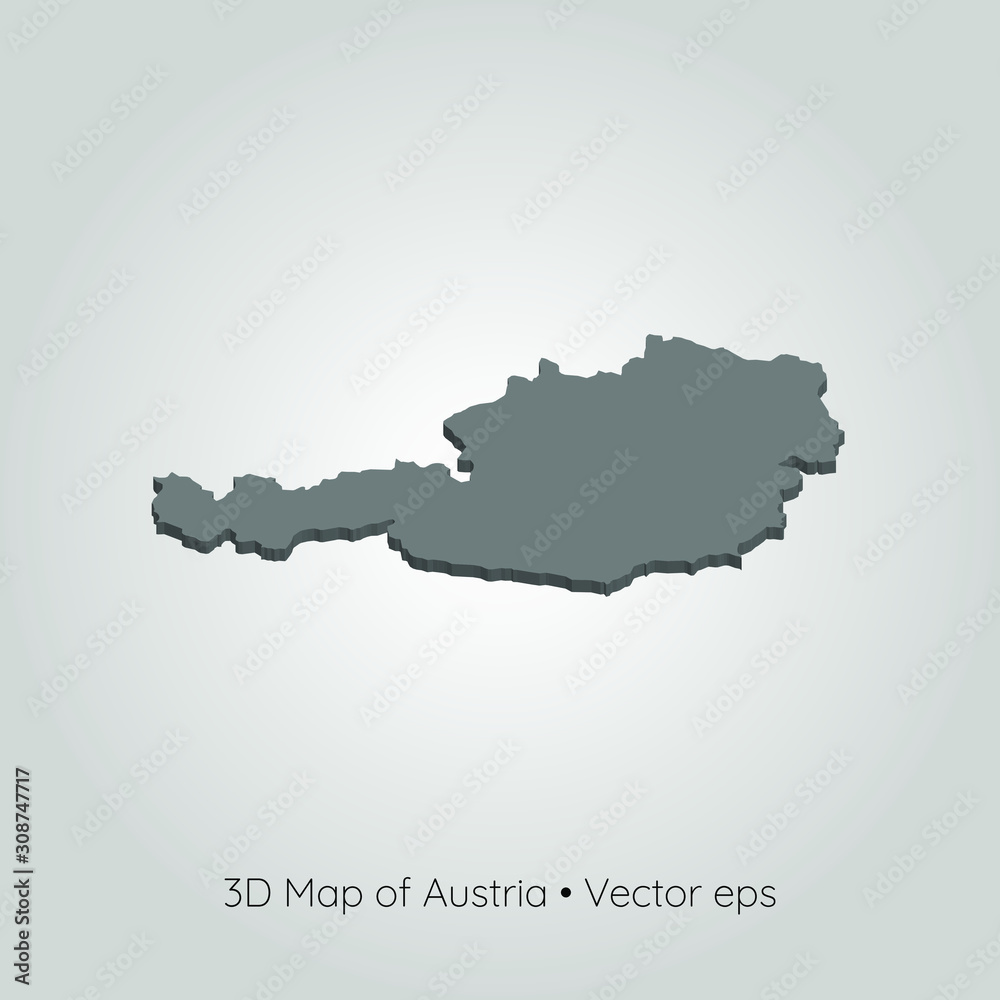 3D map of Austria, vector eps	