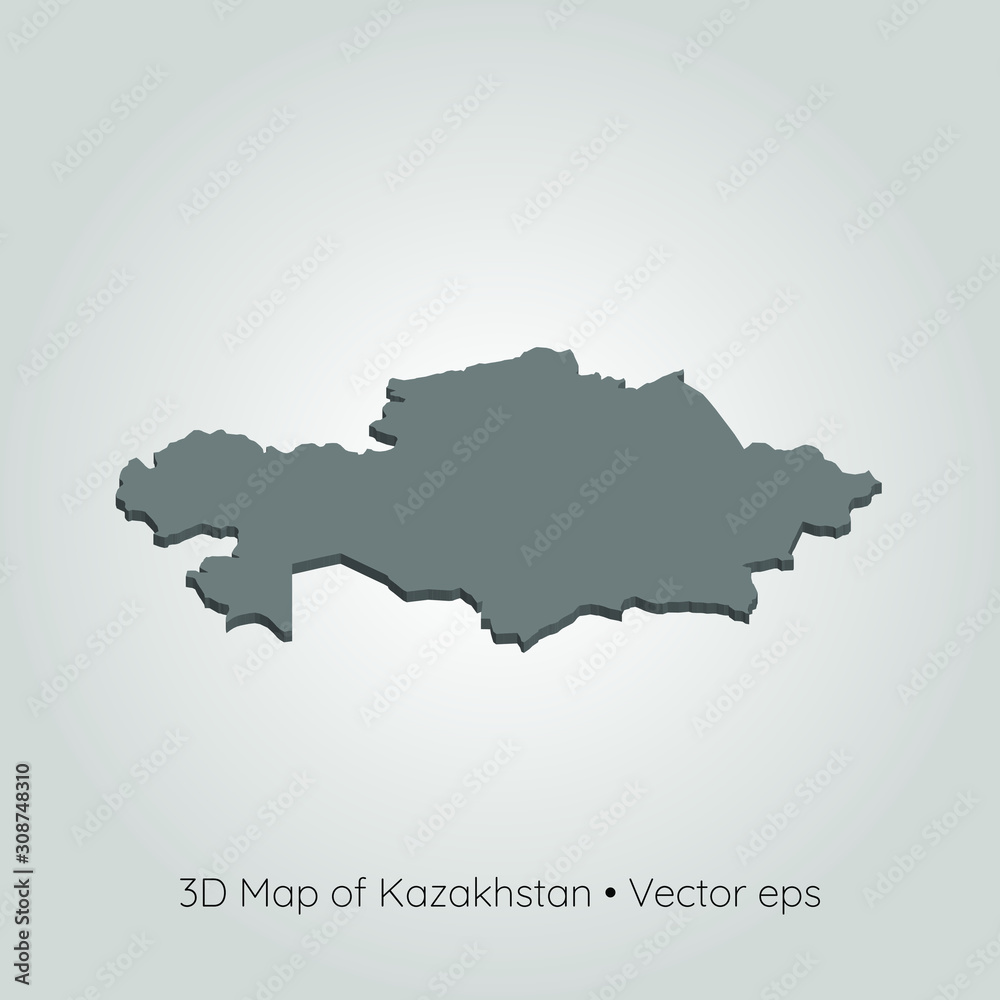 3D map of Kazakhstan, vector eps	