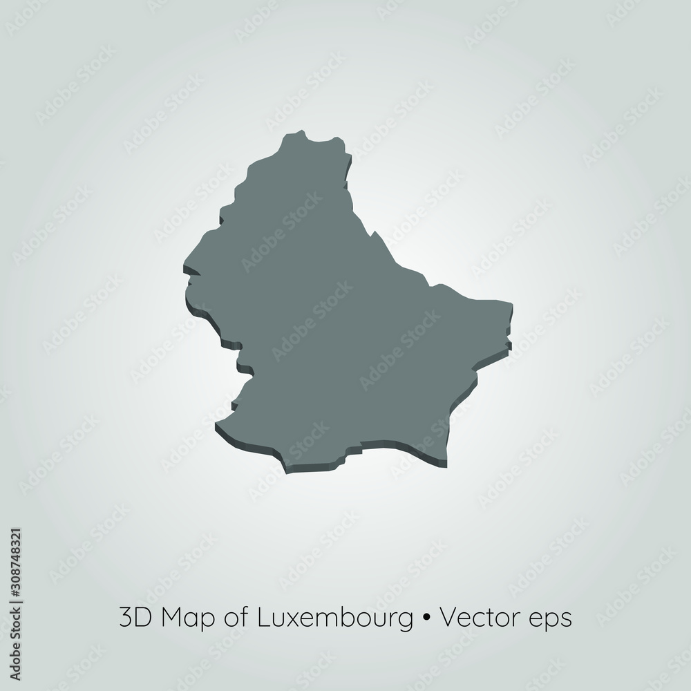 3D map of Luxembourg, vector eps 3D map of Luxembourg, vector eps