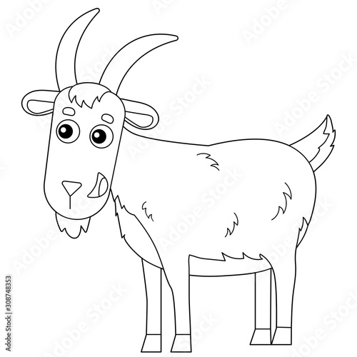 Coloring Page Outline of cartoon goat. Farm animals. Coloring book for kids.