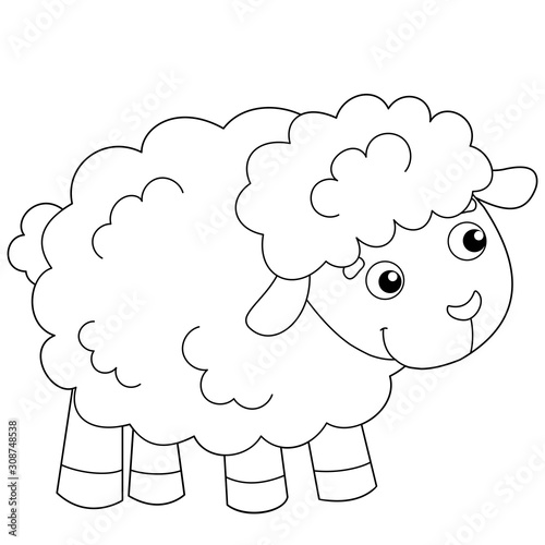 Coloring Page Outline of cartoon sheep or lamb. Farm animals. Coloring book for kids.