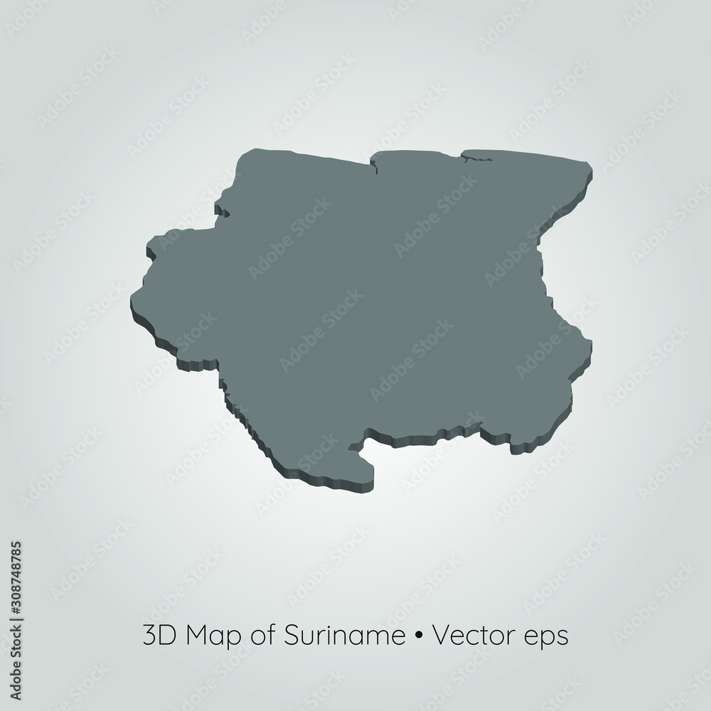 3D map of Suriname, vector eps	