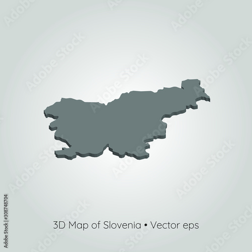 3D map of Slovenia  vector eps 