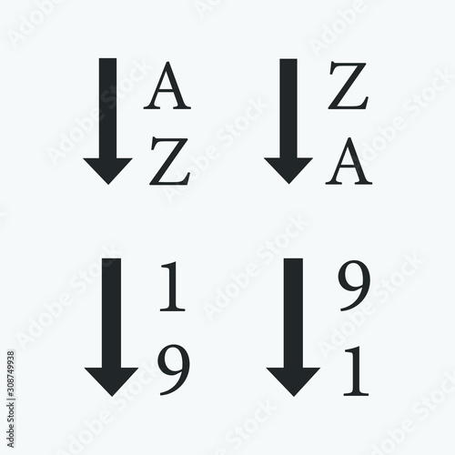 set of sort by icons. alphabet and number arrange symbols