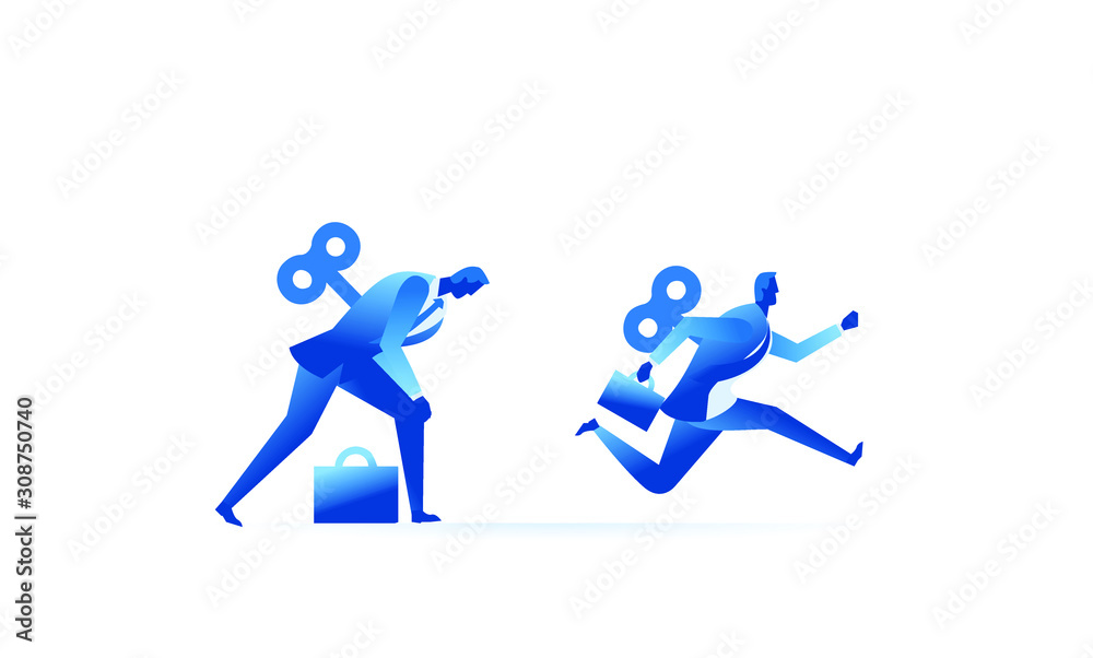Full energy business versus running out of energy. Business work concept illustration about hard work and charge energy. Vector illustration of a flat design Full energy business versus running out of energy. Business work concept illustration about hard work and charge energy. Vector illustration of a flat design