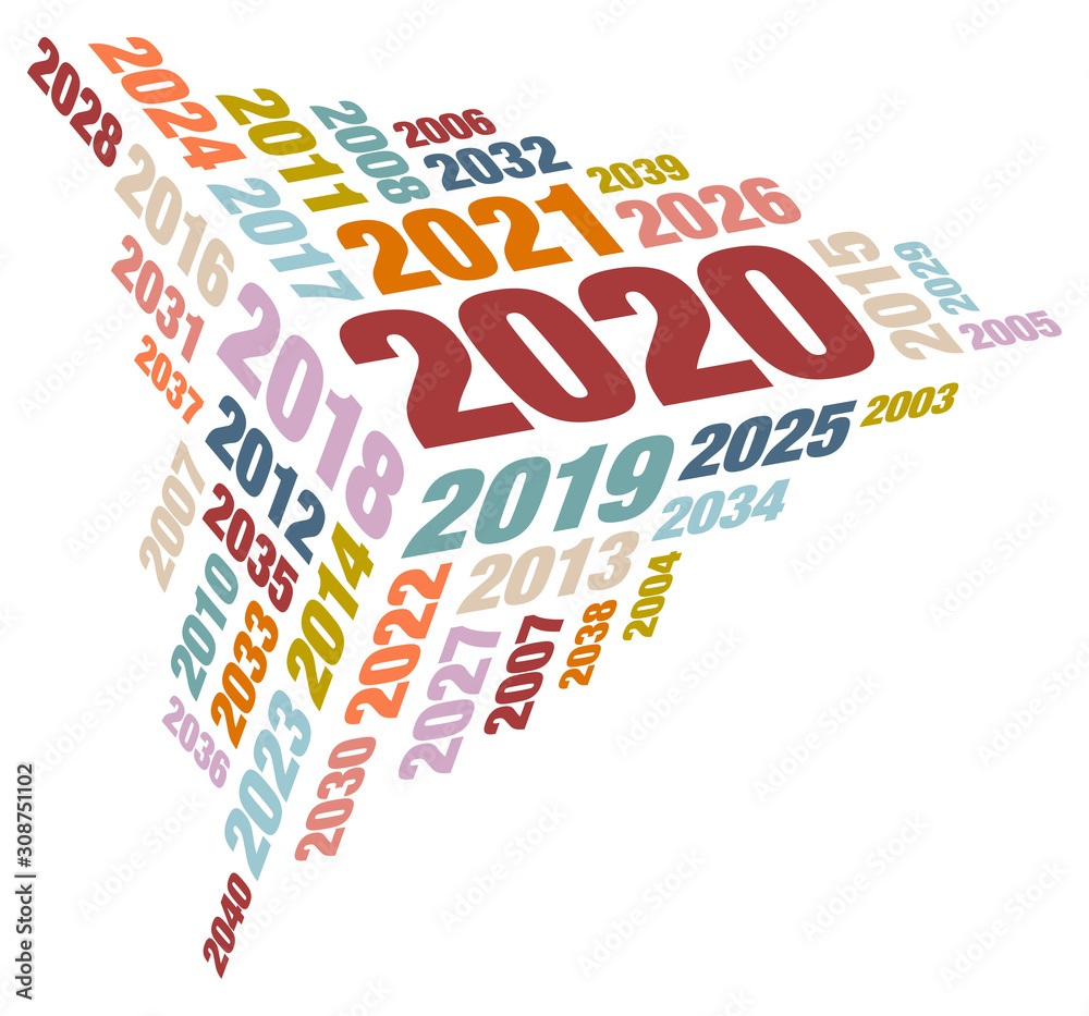 2020 Würfel Ecke Jahreszahlen Retrofarben