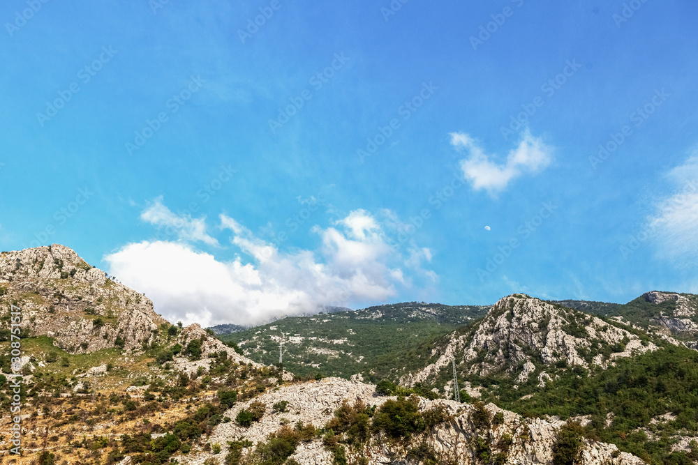 mountains on blue sky background, Montenegro