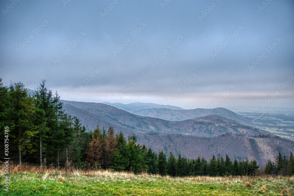 beautiful mountains in czech republic in autumn before winter