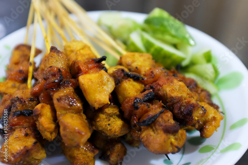 Famous Malaysian dishes made from beef and chicken meats, known as Satey. photo