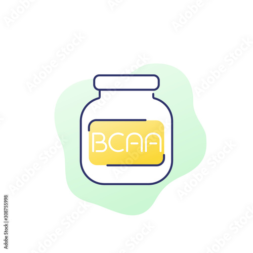 bcaa, amino acids, gym supplements vector icon