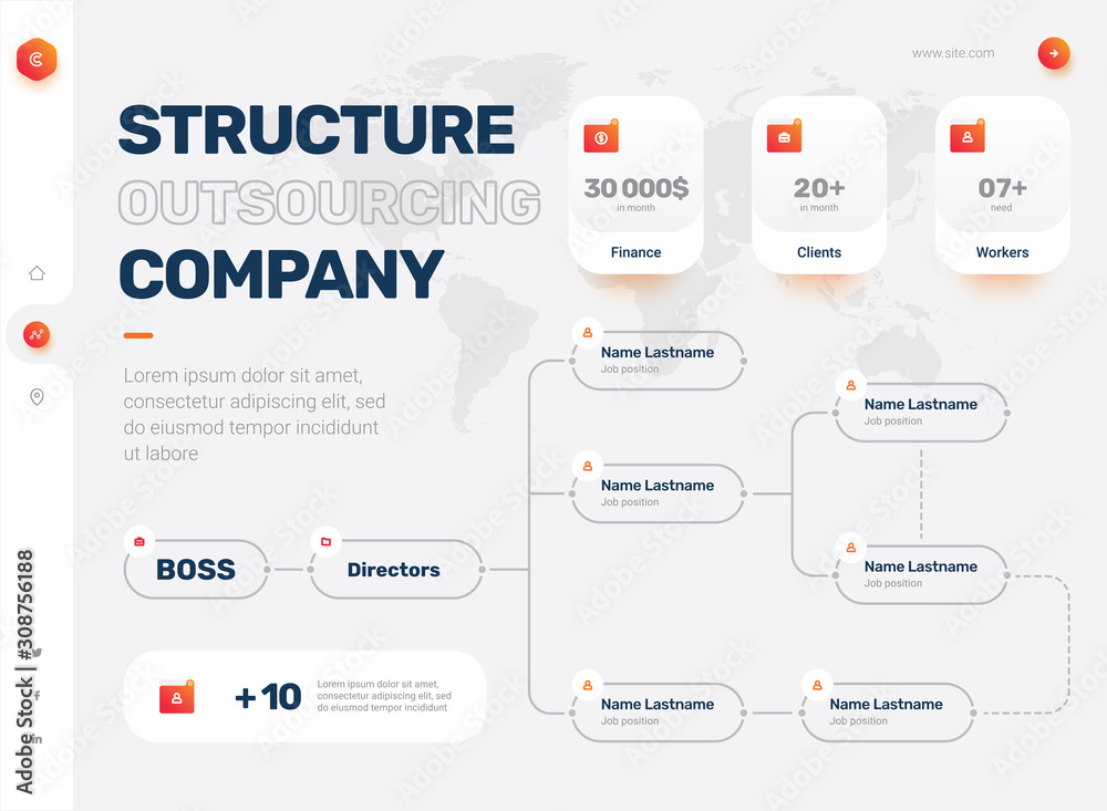 Company Organization Chart. Structure of the company. Business hierarchy organogram chart infographics. Corporate organizational structure graphic elements. 
