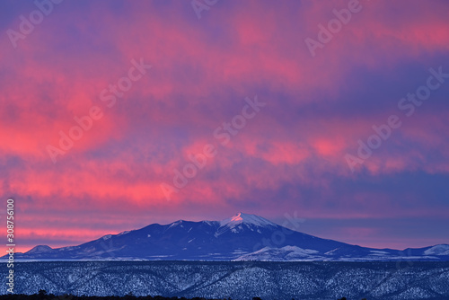 Winter landscape at dawn of Humphreys Peak, San Francisco Peaks, Flagstaff, Arizona, USA photo