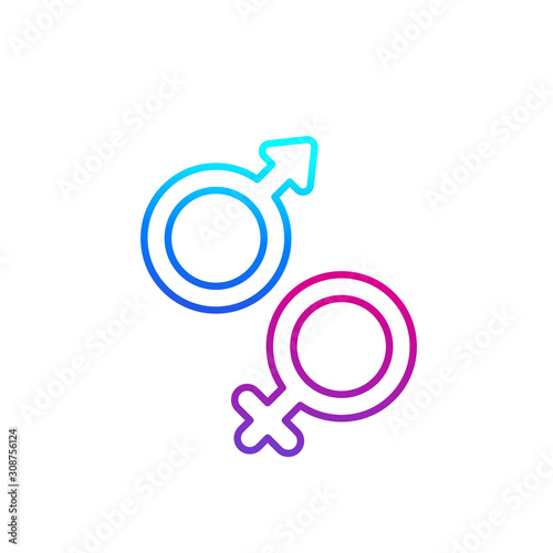 gender icons on white, line vector