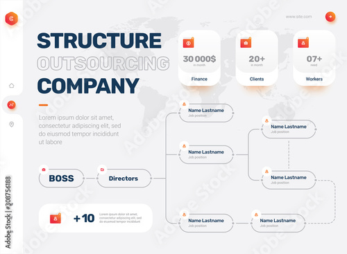 Company Organization Chart. Structure of the company. Business hierarchy organogram chart infographics. Corporate organizational structure graphic elements. 