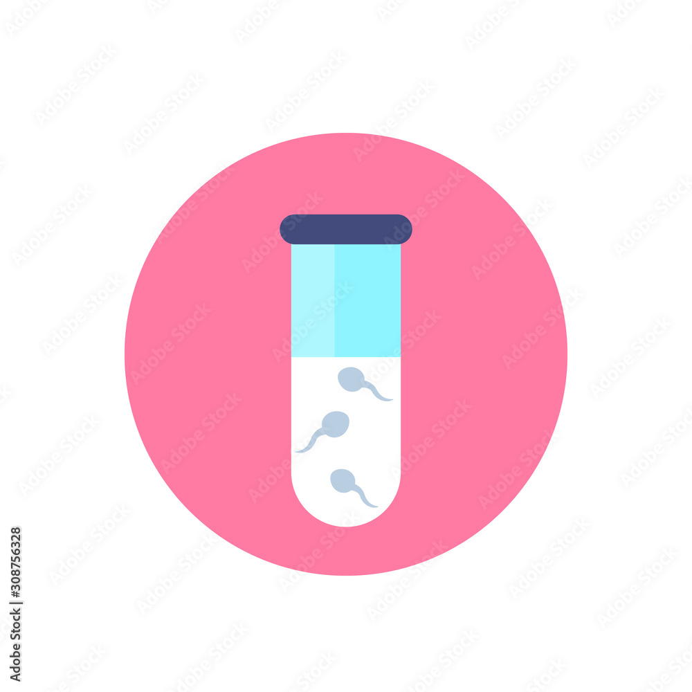 sperm test icon with tube, flat vector sperm test icon with tube, flat vector