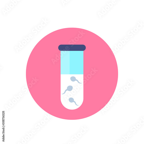 sperm test icon with tube, flat vector