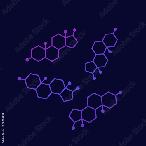 testosterone molecules, male sex hormone, vector