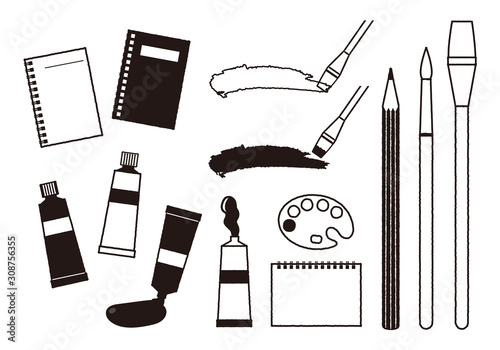 画材　セット　モノクロ