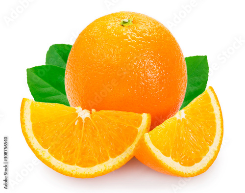 Fresh orange isolated on white background