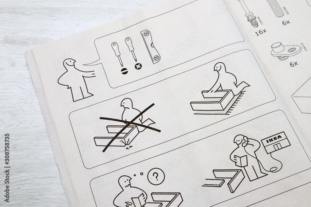 IKEA instructions manual. IKEA is the world's largest furniture retailer  and sells ready to assemble furniture Stock Photo | Adobe Stock