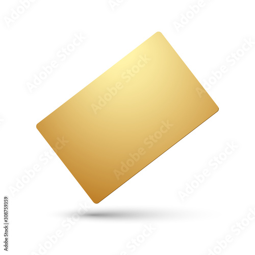 Blank gold plastic Bank card, vector illustration.