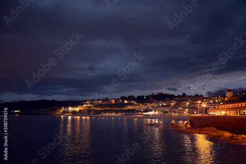 Night view of a fishing port in the north of Spain © luismicss