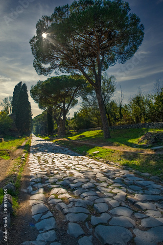 Canvas Print Via Appia Antica during sunset - Rome, Italy