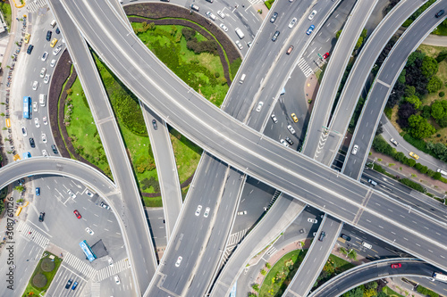 Aerial view of a massive highway intersection