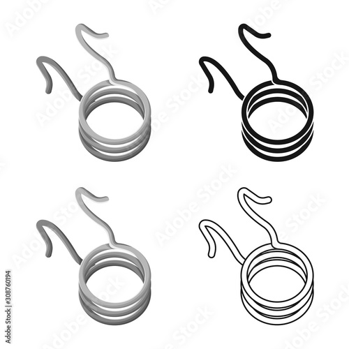 Vector design of coil and spiral sign. Web element of coil and steel stock vector illustration.