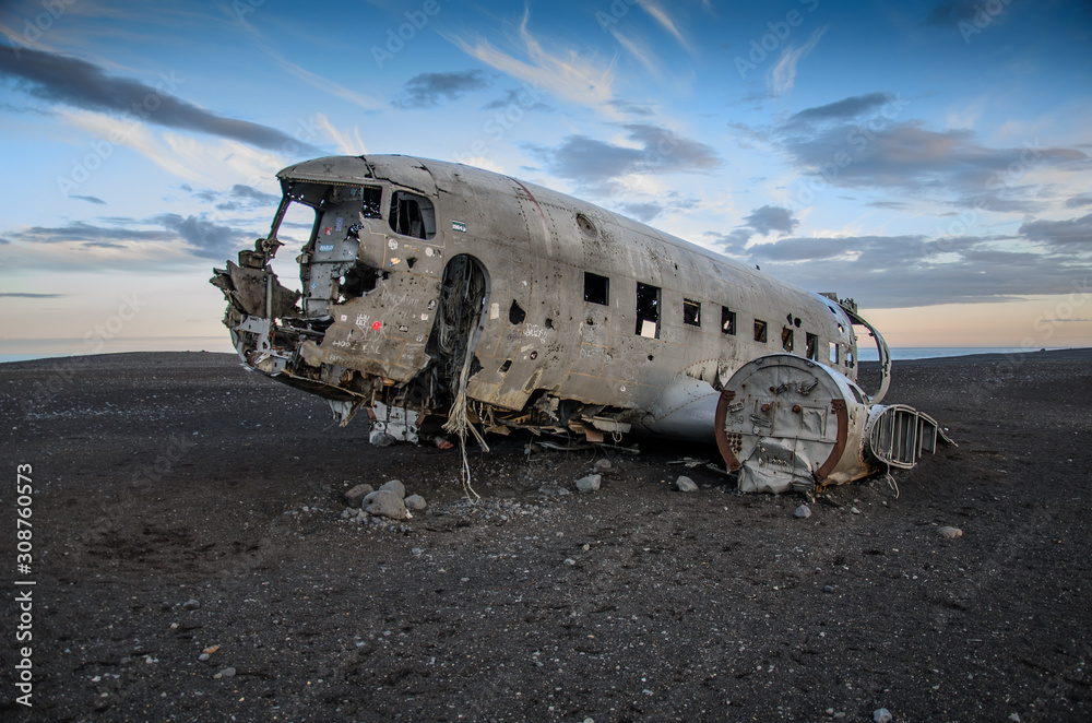 airplane wreck, Iceland, europe, north