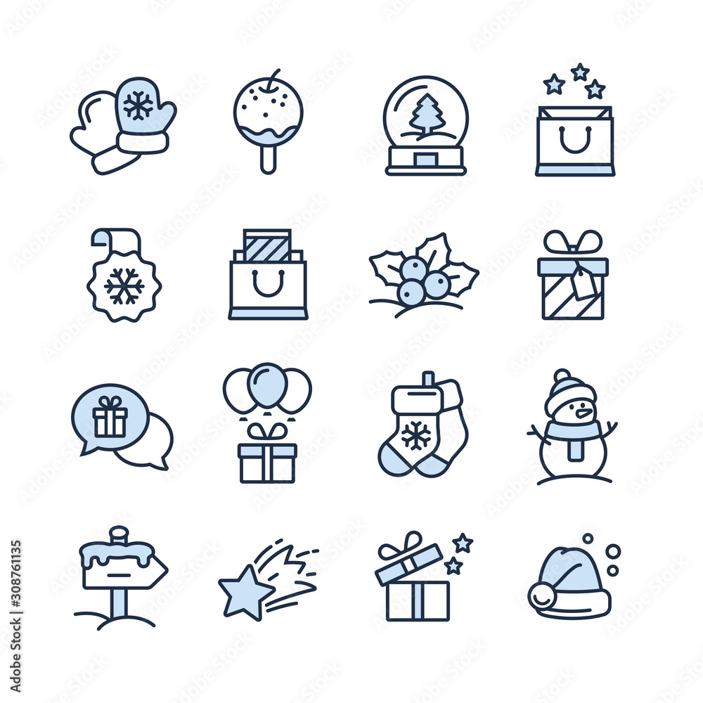 Set of Christmas icons for design and decoration Set of Christmas icons for design and decoration