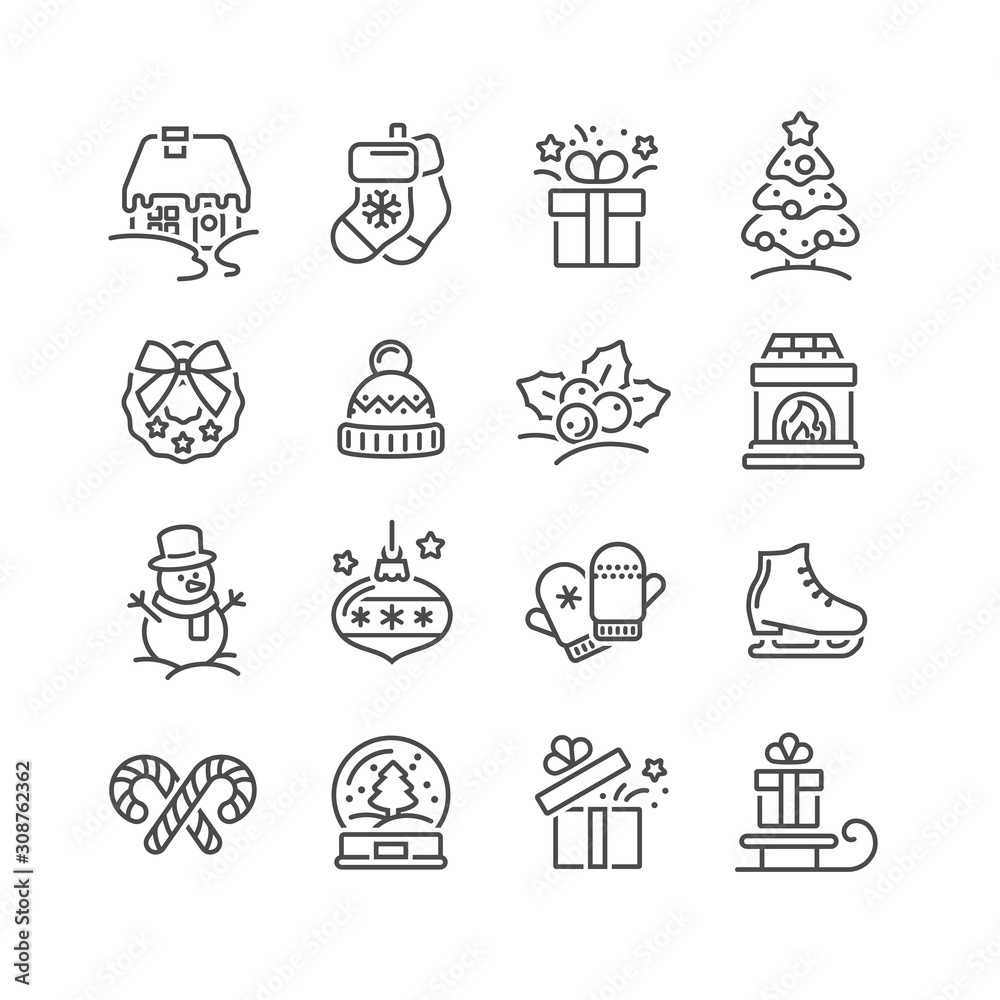 Set of Christmas icons for design and decoration Set of Christmas icons for design and decoration