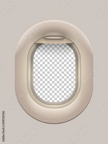Realistic beige porthole isolated on empty space