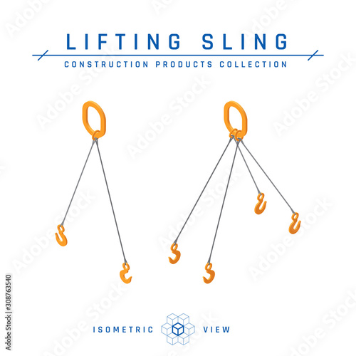 Lifting sling concept, vector in isometric style