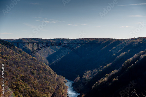 view of New River Gorge Bridge during fall in West Virginia 