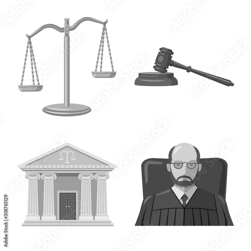 Isolated object of law and lawyer symbol. Set of law and justice vector icon for stock.