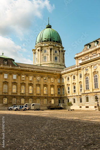 BUDAPEST, HUNGARY 29 JULY 2019: Buda castle ,Royal Palace inner courtyard view