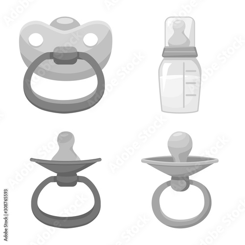 Isolated object of soother and newborn icon. Collection of soother and pacifier stock symbol for web.