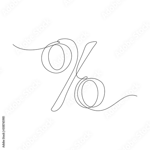 Continuous one line percent sign. Stock illustration.