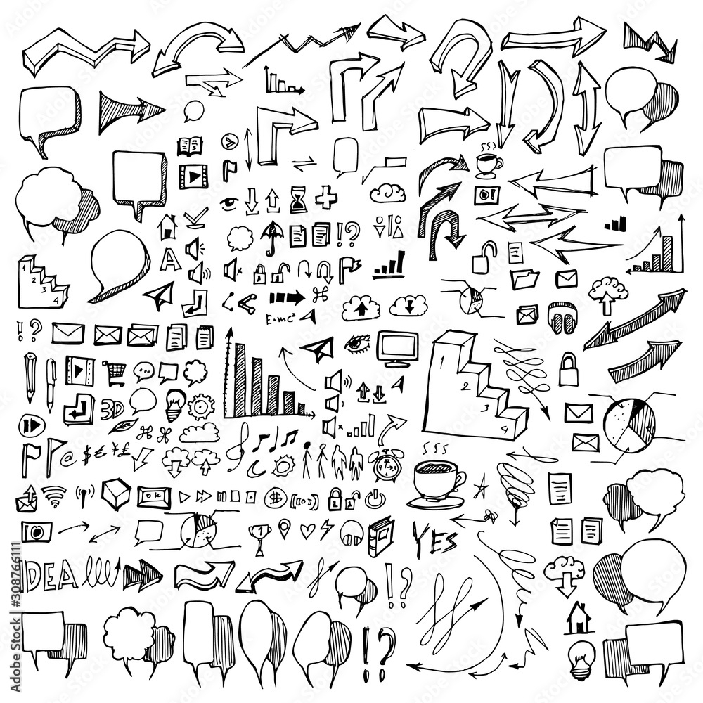 Set of Business Drawing illustration Hand drawn doodle Sketch line vector eps10