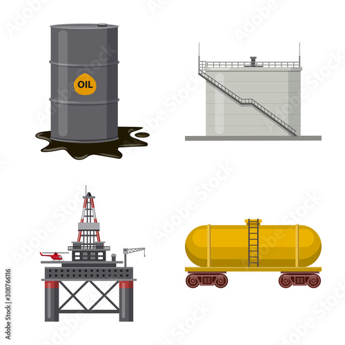 Vector design of oil and gas sign. Collection of oil and petrol stock symbol for web.
