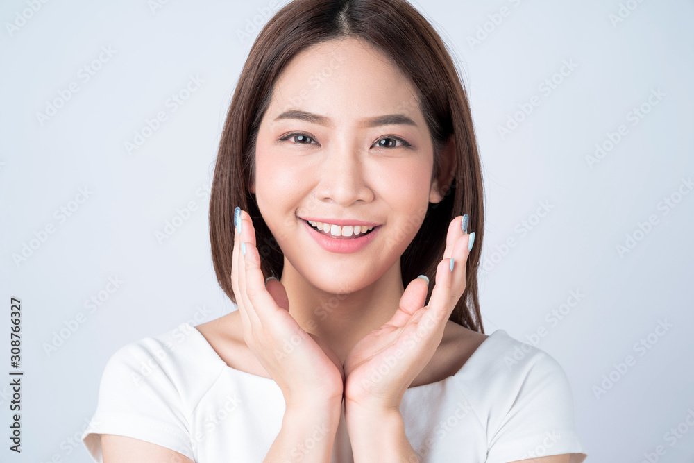 Young beauty happy Asian woman with smiley face isolated on white background. Young beauty happy Asian woman with smiley face isolated on white background.