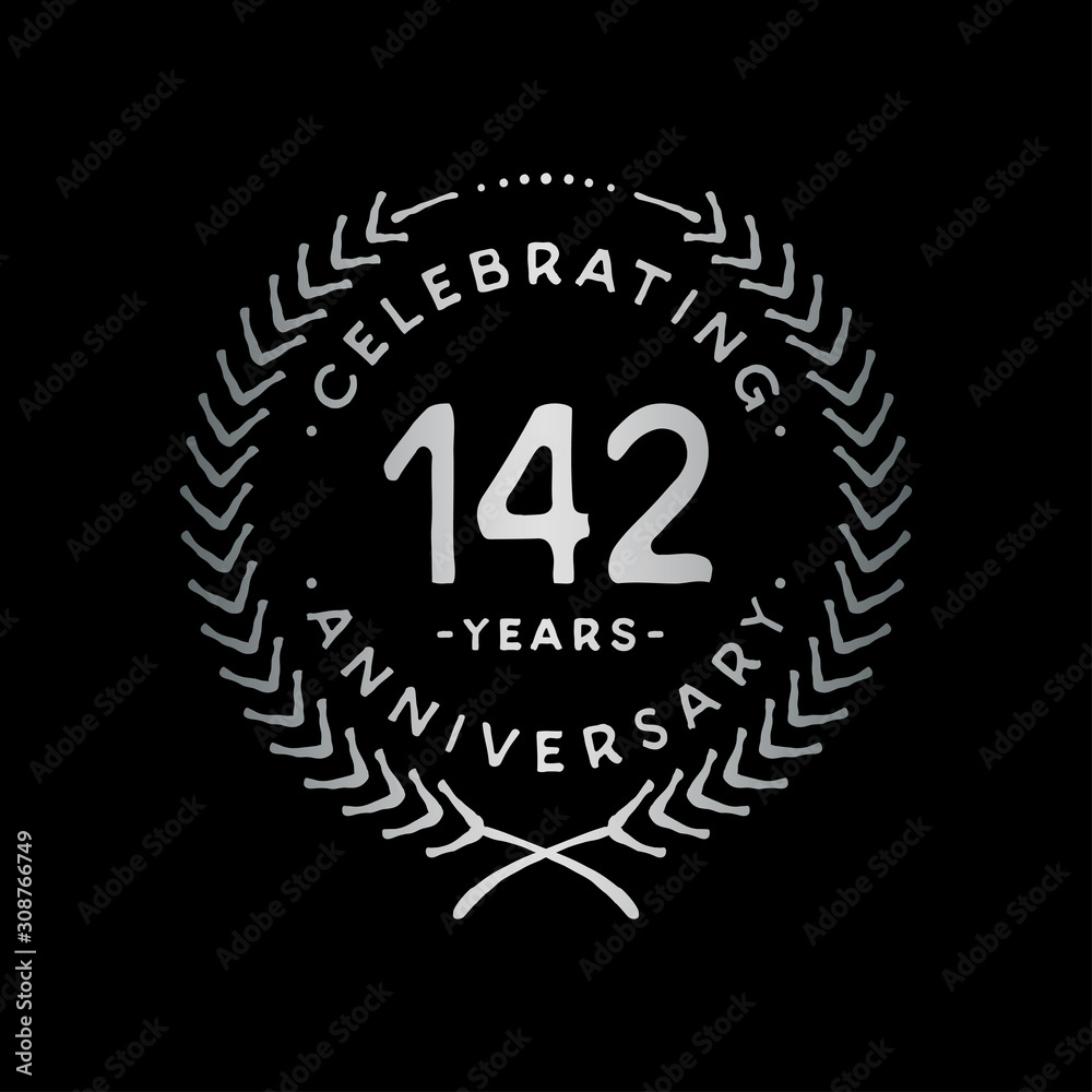 142 years design template. 142nd vector and illustration.