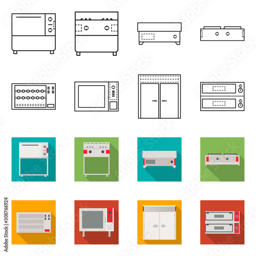 Vector design of domestic and appliances icon. Collection of domestic and furniture vector icon for stock.