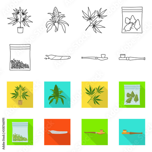 Vector design of addiction and medical icon. Set of addiction and narcotic stock symbol for web.