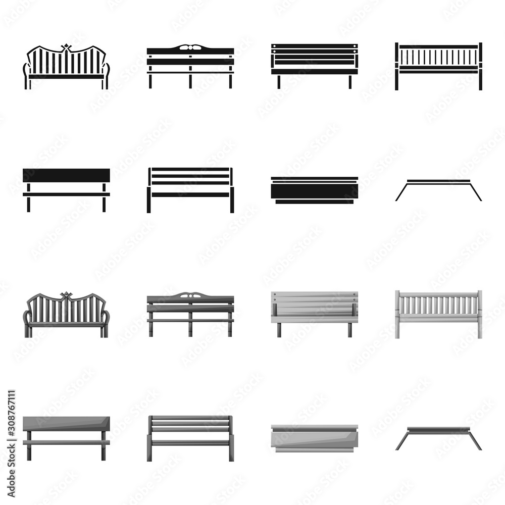 Vector design of seat and architecture sign. Set of seat and construction stock symbol for web. Vector design of seat and architecture sign. Set of seat and construction stock symbol for web.