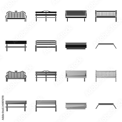 Vector design of seat and architecture sign. Set of seat and construction stock symbol for web.