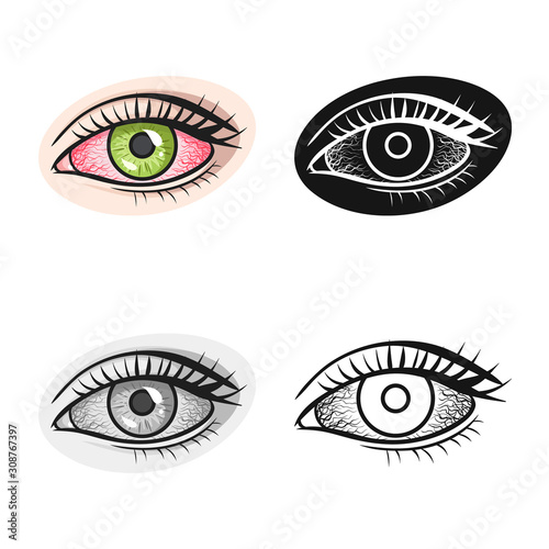 Isolated object of eye and cataract icon. Web element of eye and eyesight stock symbol for web.